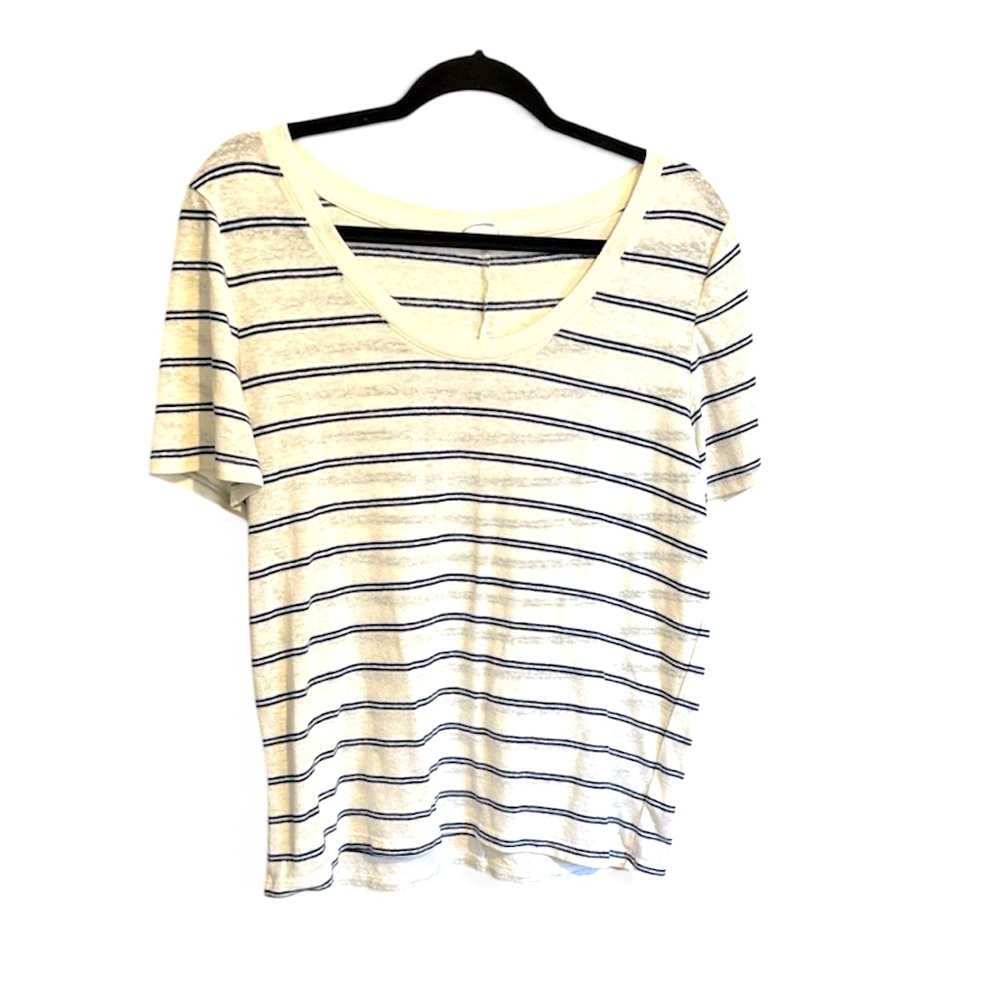 GAP Navy and White Striped Short Sleeve Tee L NWOT
